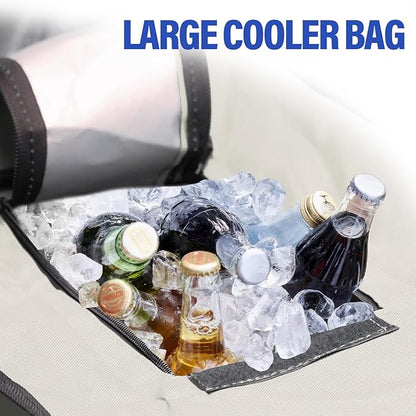 Portable double camping chair with awning, adult beach chair, folding beach chair with cooler bag