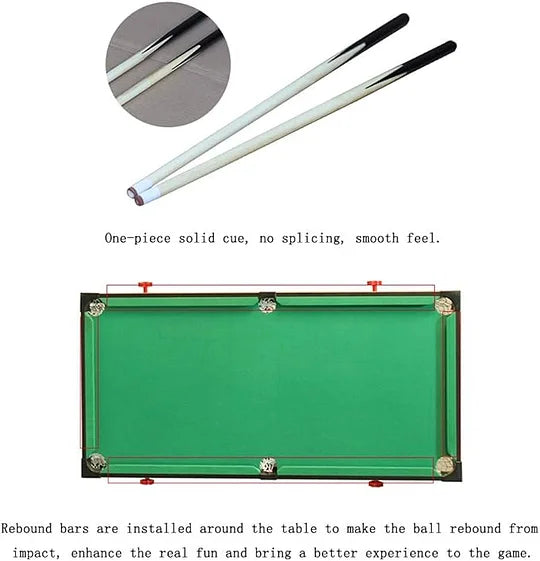 Foldable Billiards Tabletop Game, Pool Table Set, Fun for the Whole Family with Easy Folding for Storage, Balls, Cues, Chalk, Brush for Game Room