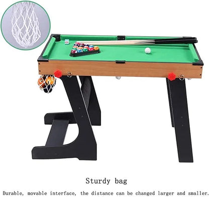 Foldable Billiards Tabletop Game, Pool Table Set, Fun for the Whole Family with Easy Folding for Storage, Balls, Cues, Chalk, Brush for Game Room