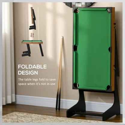 Foldable Billiards Tabletop Game, Pool Table Set, Fun for the Whole Family with Easy Folding for Storage, Balls, Cues, Chalk, Brush for Game Room