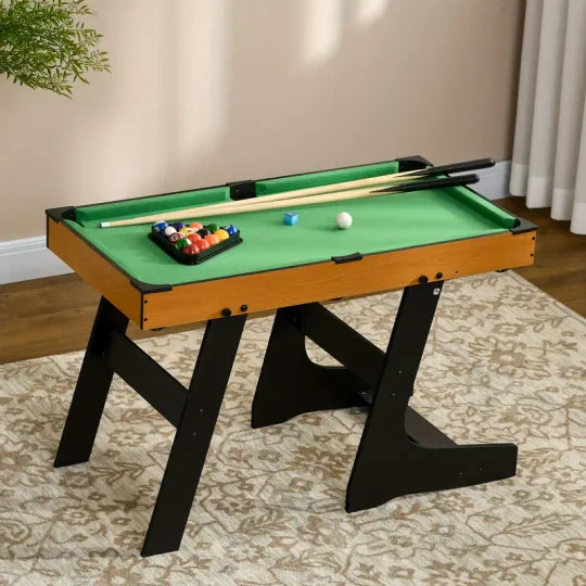 Foldable Billiards Tabletop Game, Pool Table Set, Fun for the Whole Family with Easy Folding for Storage, Balls, Cues, Chalk, Brush for Game Room
