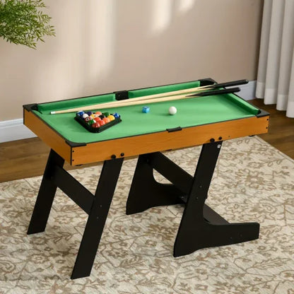 Foldable Billiards Tabletop Game, Pool Table Set, Fun for the Whole Family with Easy Folding for Storage, Balls, Cues, Chalk, Brush for Game Room