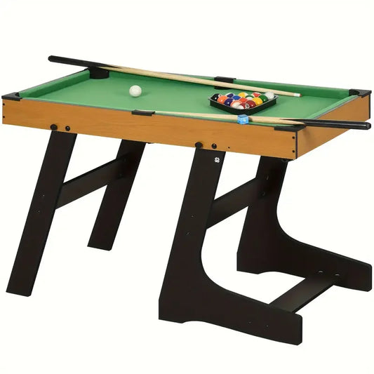 Foldable Billiards Tabletop Game, Pool Table Set, Fun for the Whole Family with Easy Folding for Storage, Balls, Cues, Chalk, Brush for Game Room